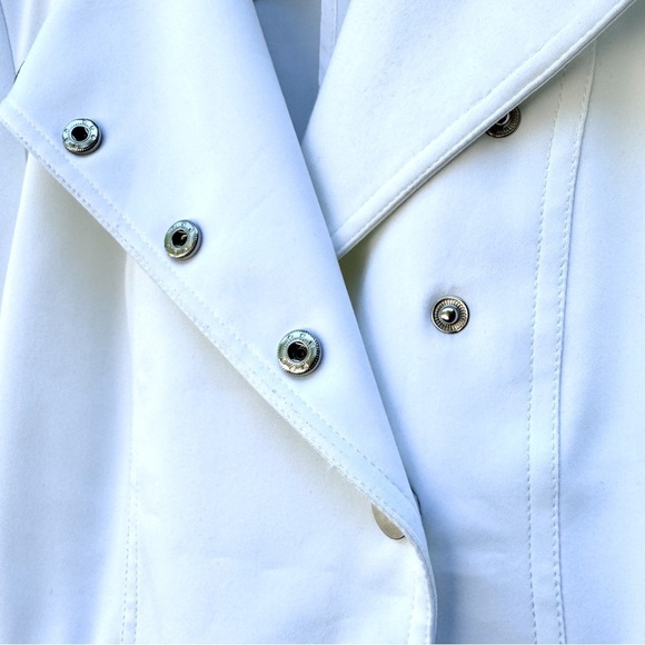 Zelda 90s Vintage White Blazer Zipper Snaps Motorcycle Biker Chic Edgy, Sz 4 - Picture 4 of 9